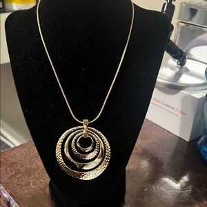Gold Layered Circle Pendant Necklace - Women Jewelry